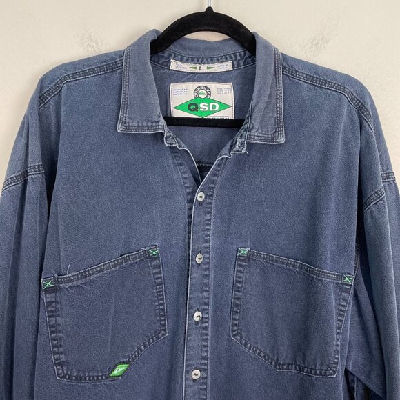Vintage Quicksilver Mens Large Salt Water Denim Long Sleeve Button Up Shirt - Picture 2 of 9